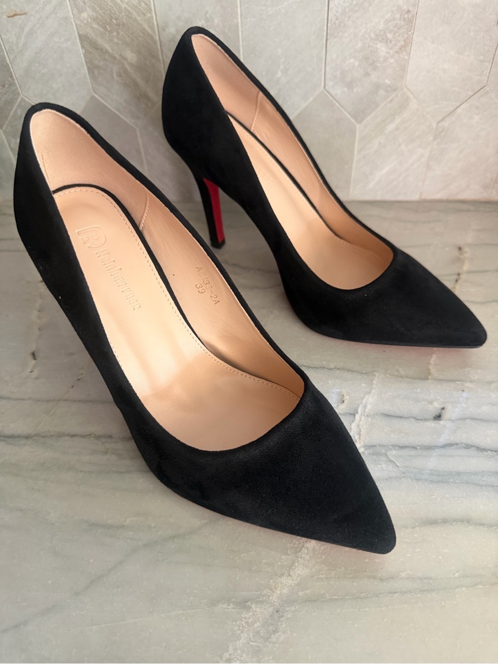 Red Bottom Black Pointed-Toe High Heel Pumps - Women's